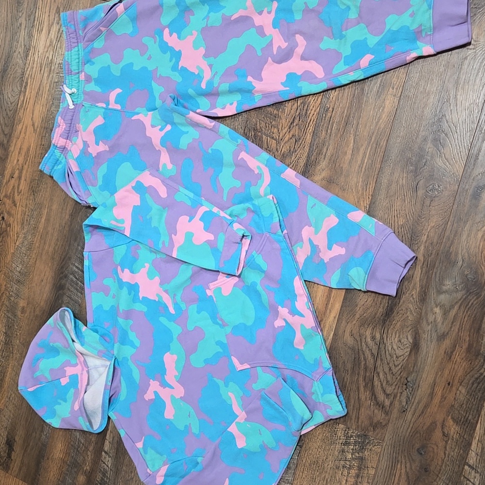 Tek Gear Girls Camouflage Jogger Set - Purple, Blue, Pink